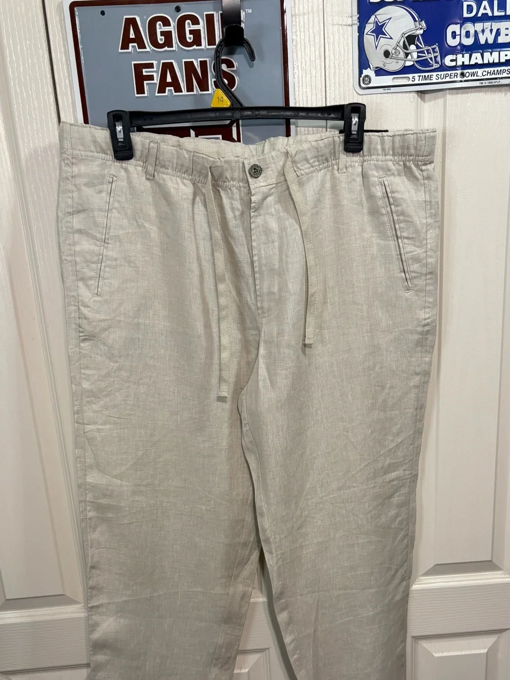Tasso Elba Island Drawstring Linen Pants - Cream
